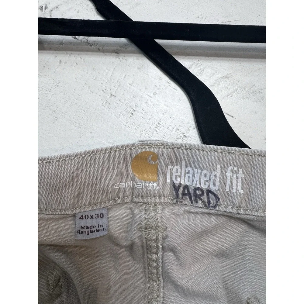 Carhartt Relaxed Fit Canvas Workwear Pants Beige 40W 30L Straight Flat Front